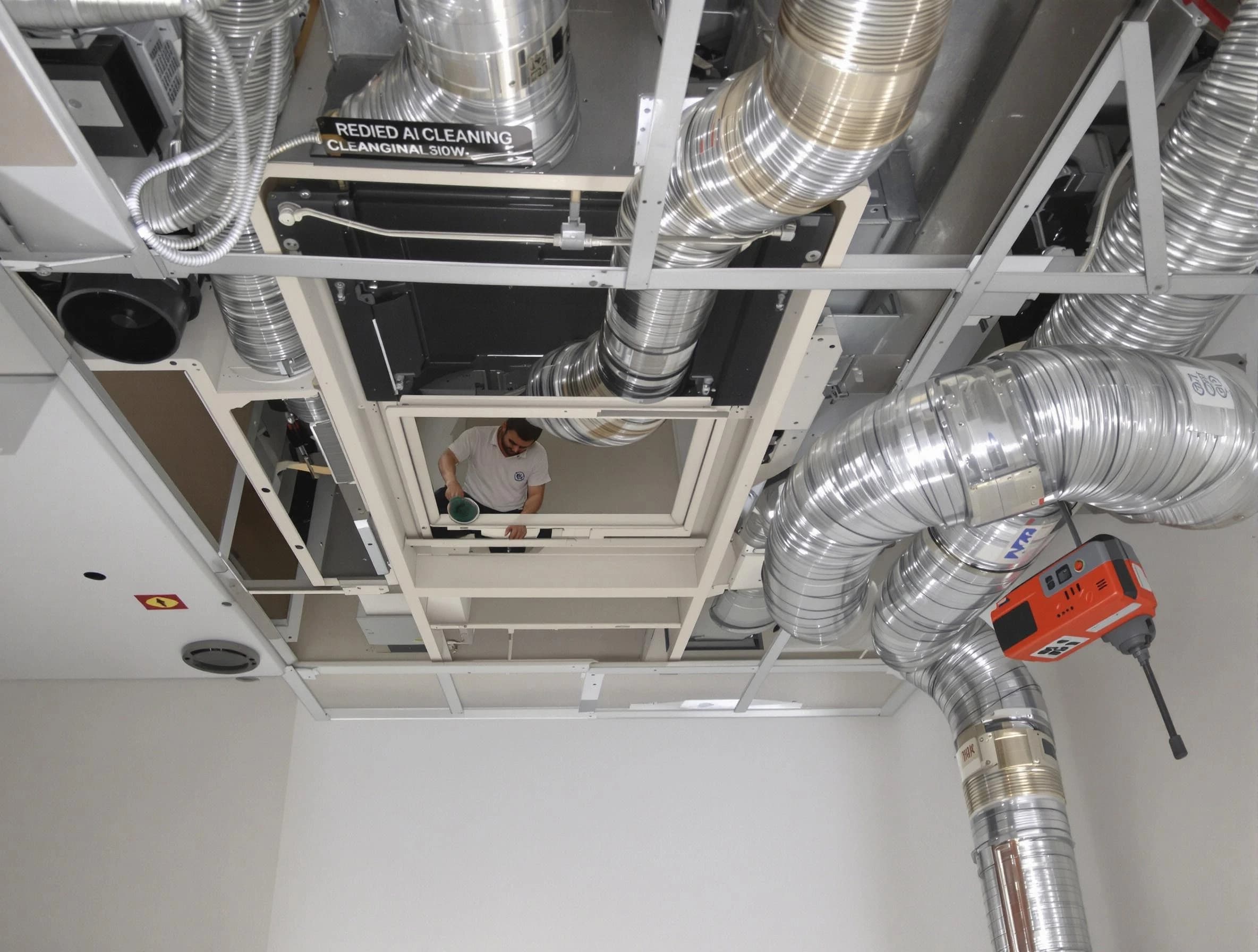 Fullerton Air Duct Cleaning technician performing detailed central duct system cleaning in Fullerton