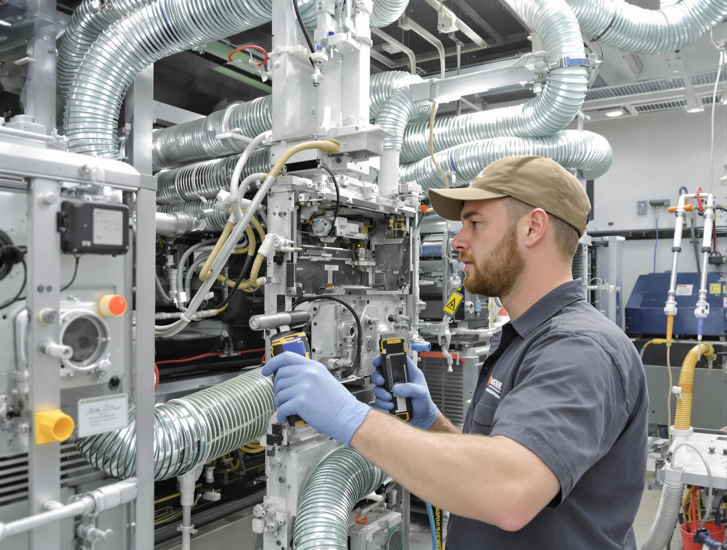 Fullerton Air Duct Cleaning technician performing precision commercial coil cleaning at a business facility in Fullerton